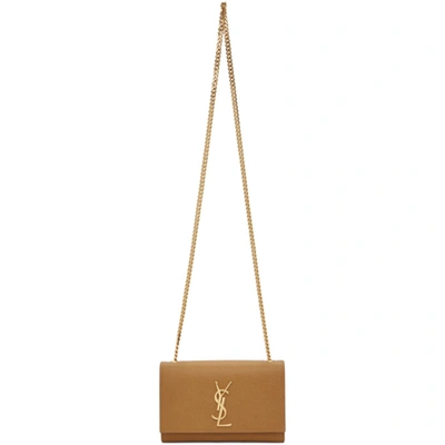 Shop Saint Laurent Beige Small Kate Chain Bag In 7716 Drksun