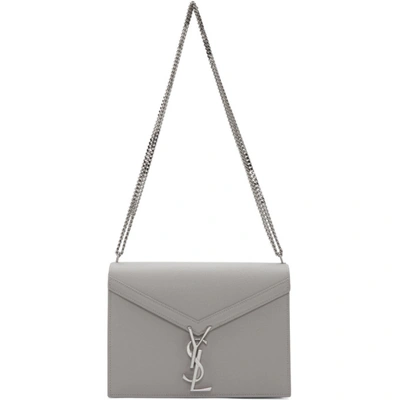 Shop Saint Laurent Grey Medium Cassandra Chain Wallet Bag In 1723 Granit