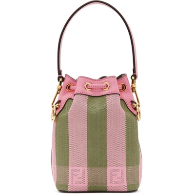 Shop Fendi Pink & Green Raffia Mini Mon Trésor Bag In F1bcx Pink