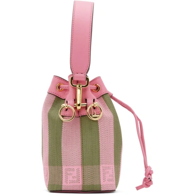 Shop Fendi Pink & Green Raffia Mini Mon Trésor Bag In F1bcx Pink