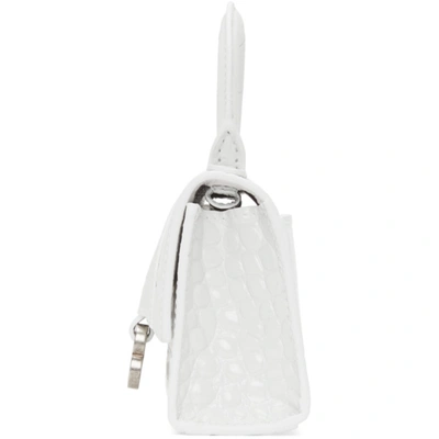Shop Balenciaga White Croc Mini Hourglass Bag In 9016 White