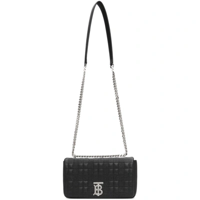 Shop Burberry Black & Silver Grainy Small Lola Bag