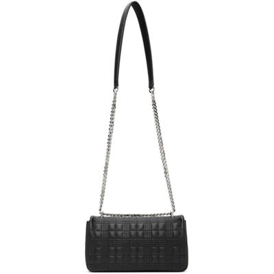 Shop Burberry Black & Silver Grainy Small Lola Bag