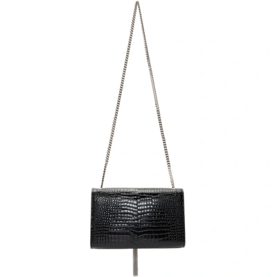 Shop Saint Laurent Black Medium Croc Kate Tassel Bag In 1000 Black