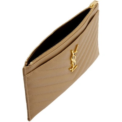 Shop Saint Laurent Beige Monogramme Pouch In 2643 Latte