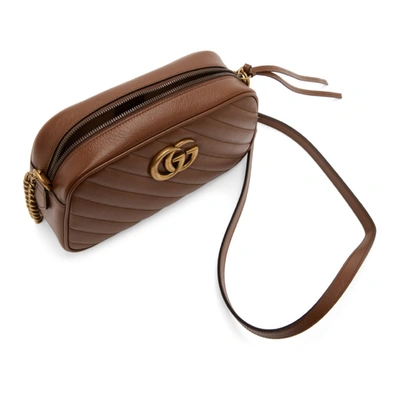 Shop Gucci Brown Small Gg Marmont 2.0 Camera Bag In 2535 Cuir/cuir