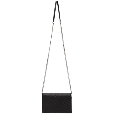 Shop Saint Laurent Black Monogramme Envelope Chain Wallet Bag In 1000 Black