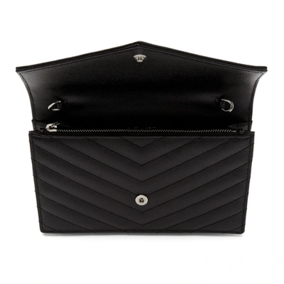 Shop Saint Laurent Black Monogramme Envelope Chain Wallet Bag In 1000 Black