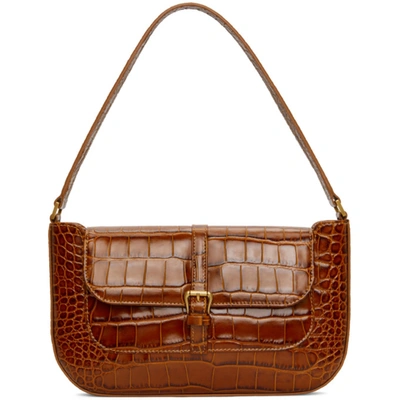 Shop By Far Tan Croc Miranda Shoulder Bag In Tn Tan