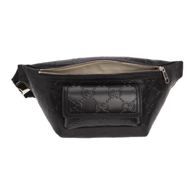 Shop Gucci Black Gg Embossed Belt Bag In 1000 Black/black/bla