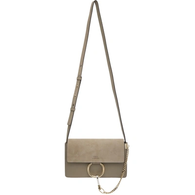 Shop Chloé Chloe Taupe Mini Faye Bag In 23w Mottygr