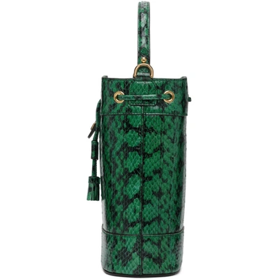 Shop Gucci Green Snake Ophidia Bucket Bag In 3120 Emeral