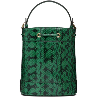 Shop Gucci Green Snake Ophidia Bucket Bag In 3120 Emeral