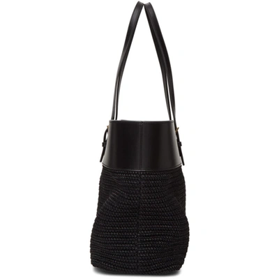 Shop Saint Laurent Black Raffia East/west Shopping Tote In 1000 Black