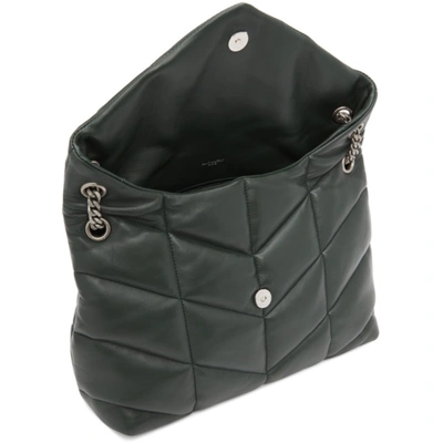 Shop Saint Laurent Green Medium Loulou Puffer Bag In 3045 Dkgreen