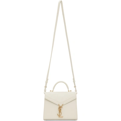 Shop Saint Laurent Off-white Mini Cassandra Bag In 9207 White