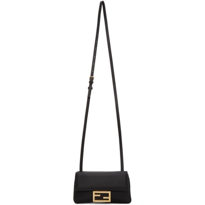 Shop Fendi Black Mini Baguette Wallet Bag In F0kur Black