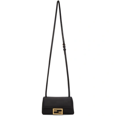 Shop Fendi Black Mini Baguette Wallet Bag In F0kur Black