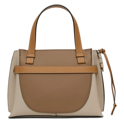 Shop Loewe Brown & Beige Mini Gate Top Handle Bag In 2724 Mink