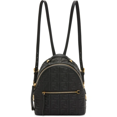 Shop Fendi Black Mini 'forever ' Backpack In F15zw Black