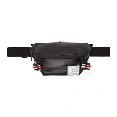 Shop Thom Browne Black Coated 4-bar Bum Bag In 001 Black