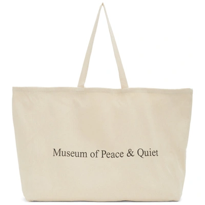 MUSEUM OF PEACE AND QUIET 米色“MOPQ”斜纹托特包