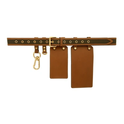 Shop Fendi Brown & Green Canvas Multi Pockets Belt Bag In F1891 Khaki