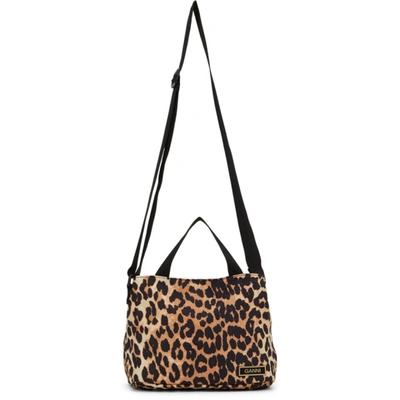 Shop Ganni Brown Leopard Tech Bag In 943 Leopard
