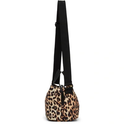 Shop Ganni Brown Leopard Tech Bag In 943 Leopard