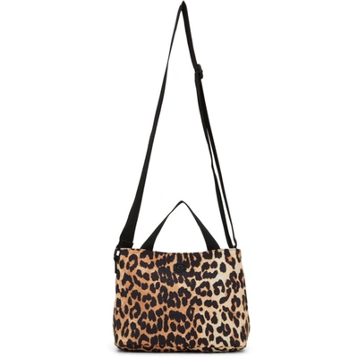 Shop Ganni Brown Leopard Tech Bag In 943 Leopard