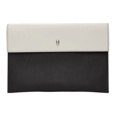 Shop Alexander Mcqueen Ssense Exclusive Black Envelope Pouch In 9290 Soft Ivory/blac