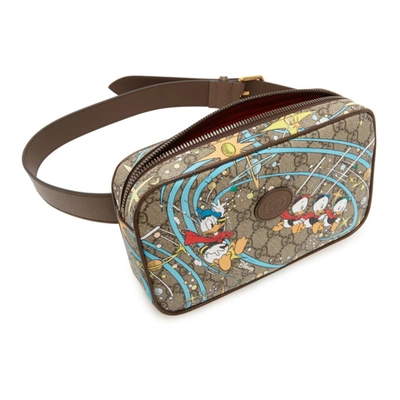 Shop Gucci Beige & Brown Disney Edition Gg Donald Duck Waist Pouch In 8679 Beige/multi