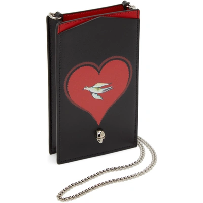 Shop Alexander Mcqueen Black Heart Skull Phone Bag In 1098 Blmlti