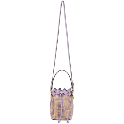 Shop Fendi Purple Raffia Mini 'forever ' Mon Trésor Bucket Bag In F1c6u Anemo