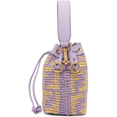 Shop Fendi Purple Raffia Mini 'forever ' Mon Trésor Bucket Bag In F1c6u Anemo