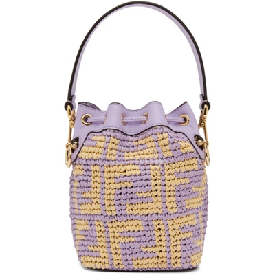 Shop Fendi Purple Raffia Mini 'forever ' Mon Trésor Bucket Bag In F1c6u Anemo