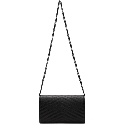 Shop Saint Laurent Black Monogramme Envelope Chain Wallet Bag In 1000 Black