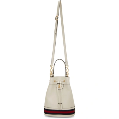 Shop Gucci White Ophidia Bucket Bag In 8454 White