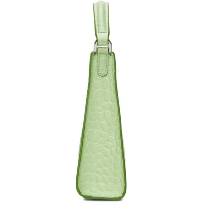 Shop Staud Green Croc Mini Rey Bag In Agave