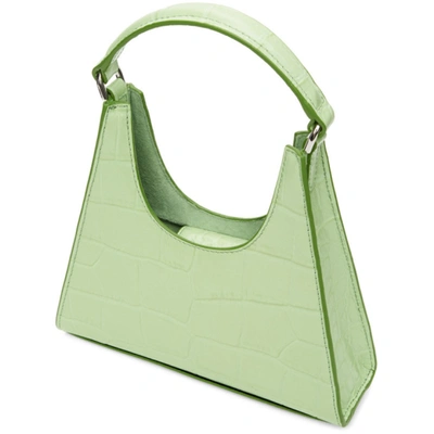 Shop Staud Green Croc Mini Rey Bag In Agave