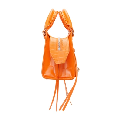 BALENCIAGA 橙色迷你 NEO CLASSIC 鳄鱼纹手提包