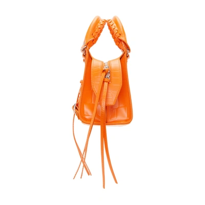 Shop Balenciaga Orange Croc Mini Neo Classic Top Handle Bag