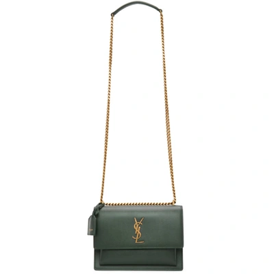 Shop Saint Laurent Green Medium Sunset Bag In 3045 Dkgreen