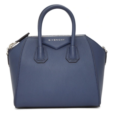 Shop Givenchy Navy Mini Antigona Bag In 498 Midnigh