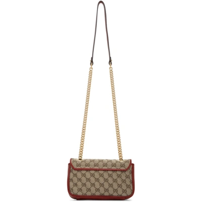 Shop Gucci Beige & Red Gg Marmont Bag In 8561 Red