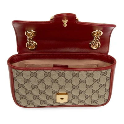 Shop Gucci Beige & Red Gg Marmont Bag In 8561 Red