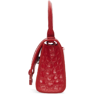 Shop Balenciaga Red Croc Mini Hourglass Bag In 6404 Brtred