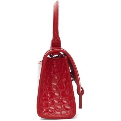 Shop Balenciaga Red Croc Mini Hourglass Bag In 6404 Brtred