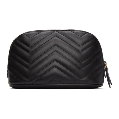 Shop Gucci Black Gg Marmont 2.0 Cosmetic Pouch In 1000 Black