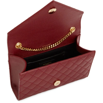 Shop Saint Laurent Red Small Quilted Envelope Bag In 6008 Redopy
